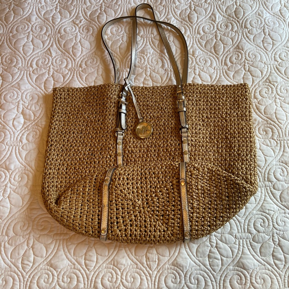 Michael Kors Large Studded Straw ShopperTote